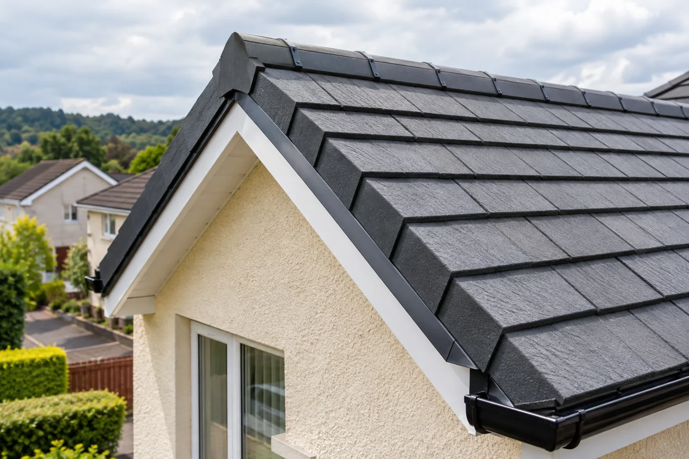 Pitched roof ridge or verge detail