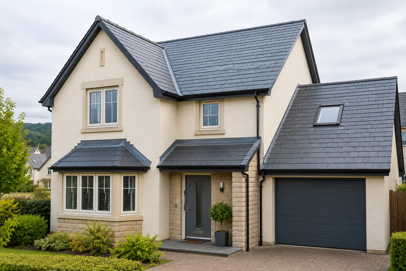 Natural slate pitched roof