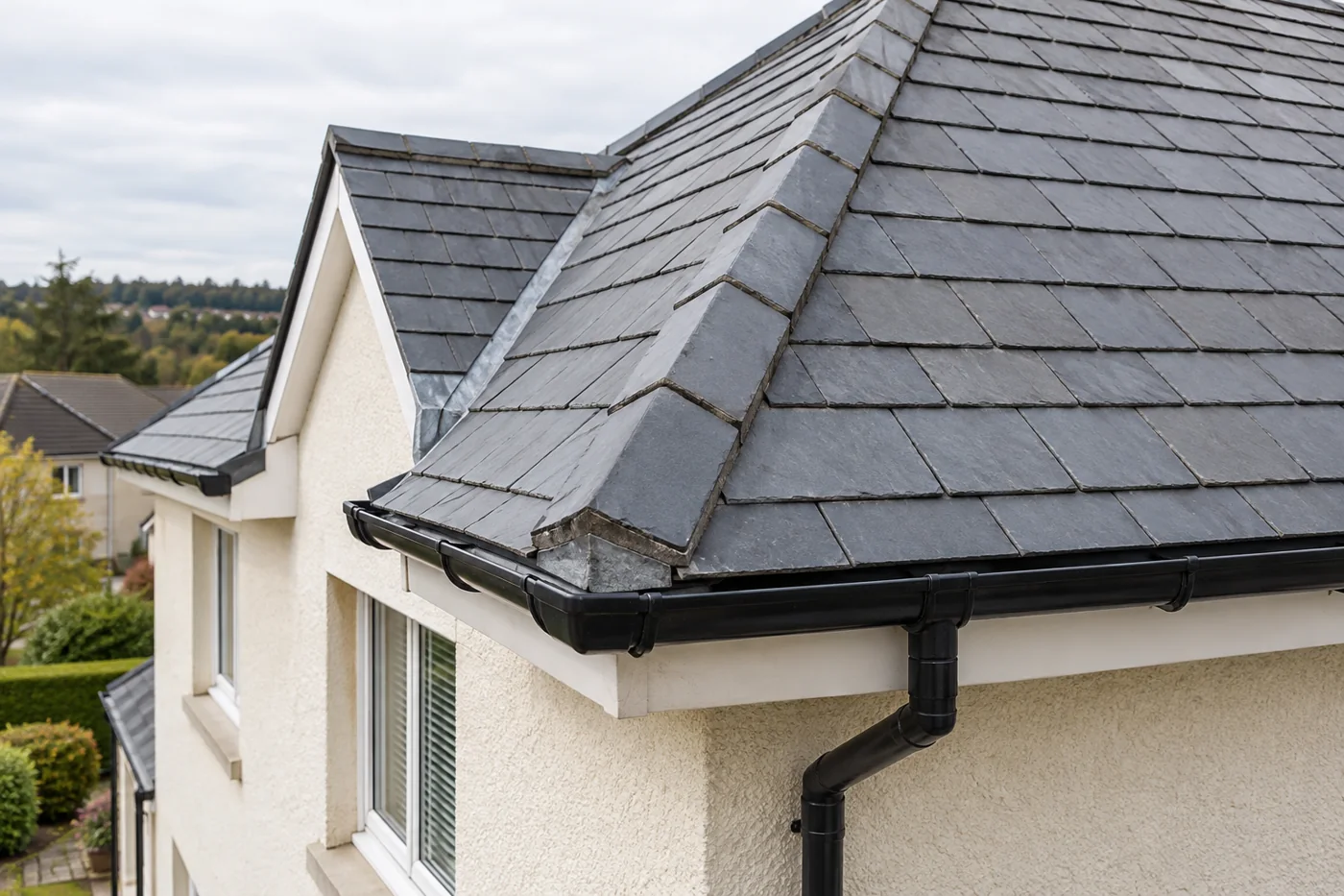Roof covering, flashing and eaves condition detail